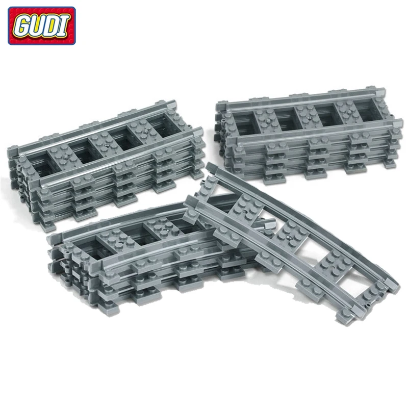 

10-100Pcs City Trains Train Track Rail Straight Curved Rails Building Blocks Set Bricks Model Kids Toy Compatible Gift