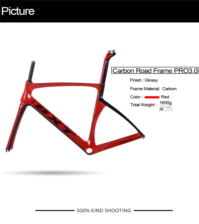 Sale 2018 New Design BXT Carbon Road Bike Frame+Fork+Seatpost Toray T800 Chinese Bike Frame 49-56CM UD Carbon bicycle  Frames 43