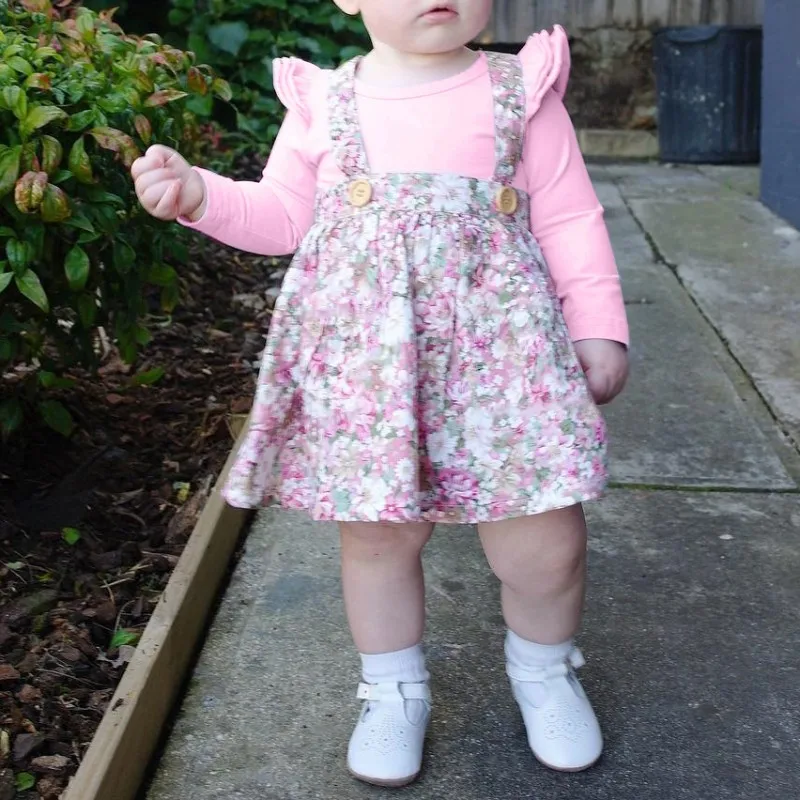 

Dress For Girls Baby Clothes Wild Strap Printed Flower Bow Detachable Strap Button Baby Girl Clothes Baby Girl Dress