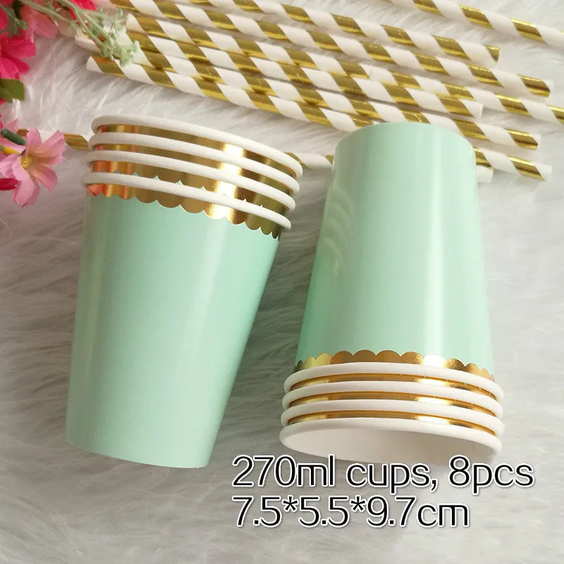 High-grade-Mint-Green-Disposable-Tableware-Sets-Pure-Color-Party-Cup-Plate-Straw-for-Wedding-Decor (2)