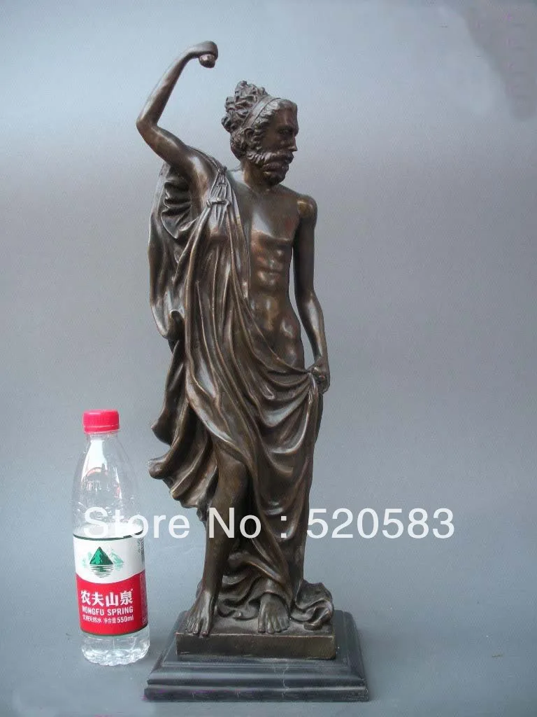

23"pure Bronze & Marble statue Ancient Rome Poet man Classic ART sculpture