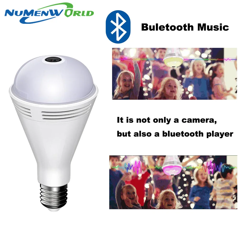 IP camera Bluetooth Music Speaker 360 Panoramin Smart Home Security Wifi VR Camera LED Bulb Camcorder Support PC Tablet Phone