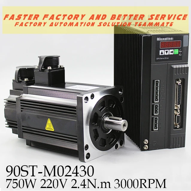 Servo Motor kits AC + Driver 90ST-M02430 750W 220V 2.4N.m 3000RPM |