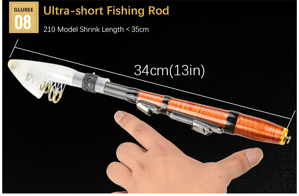 GLUREE 99% Carbon Mini Portable Telescopic Fishing Rod 1.2M 1.5M 1.8M 2.1M Spinning Fishing Tackle Ultra Short Sea Rod Hand Pole (17)