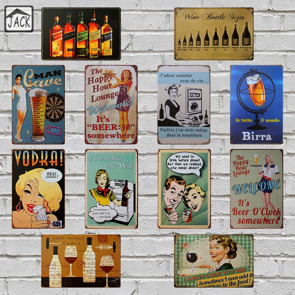 

Beer Wine Whisky Advertising Poster 20X30CM Vintage Plate Metal Tin Signs Wall Decor Garage Bar Club Barn Parlor Bedroom Plaques