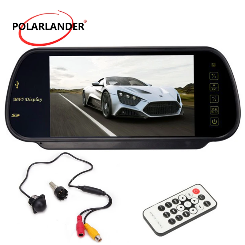 7 дюймовый TFT экран 12 24 в разъем MP5 USB/SD/FM зеркало заднего вида HD дисплей система