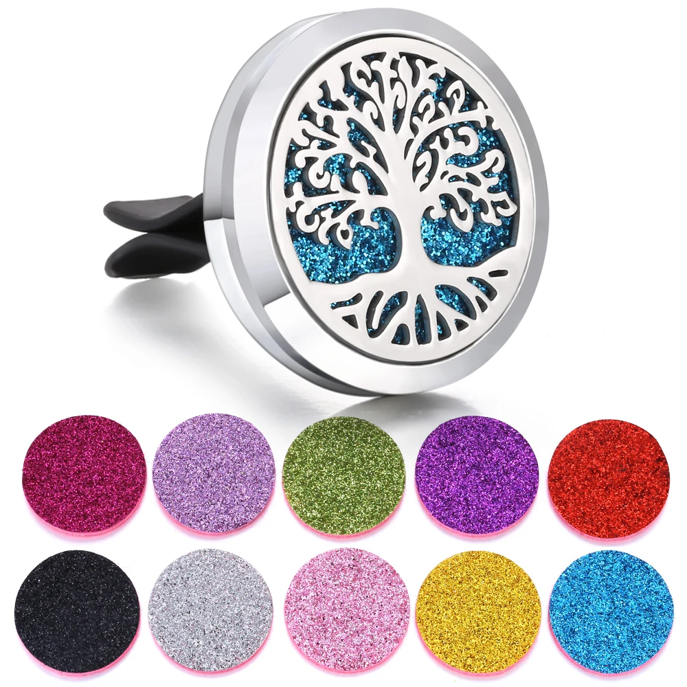 

Car Perfume Diffuser 30mm Stainless Steel Lockets Tree of Life Perfume Essential Oil Diffuser Aromatherapy Necklace Pendant