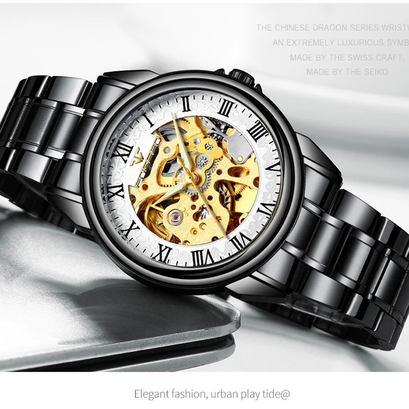 Мужские часы Montre Homme Marque de Luxe автоматические механические светящиеся для мужчин
