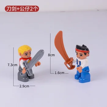

Duploe Figures Big Size Sword And Doll 2 PCS DIY Toys & Hobbies Building Blocks Accessories Gifts Compatible Duploed Blocks Kits