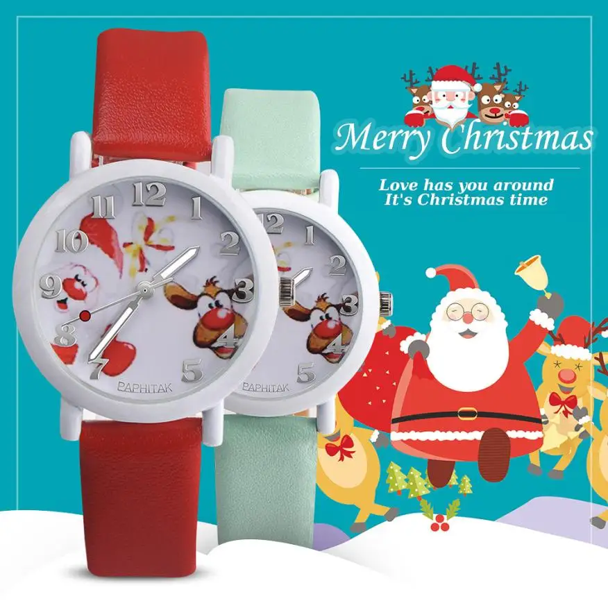 Детские наручные часы с рождественским узором кварцевые аналоговые спортивные модные детские наручные часы для мальчиков и девочек 18Jul14