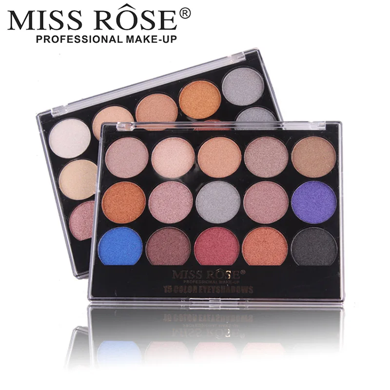 

MISS ROSE Shimmer Matte Natural Fashion Eye Shadow Make Up Glitter Eyeshadow Pigment Cosmetics Set 15 Colors Eye Makeup Palette