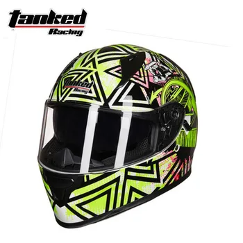 

2018 Winter New Tanked Racing Double lens Motorcycle Helmet Full Face Motorbike Helmets with scarf made of ABS PC Lens visor