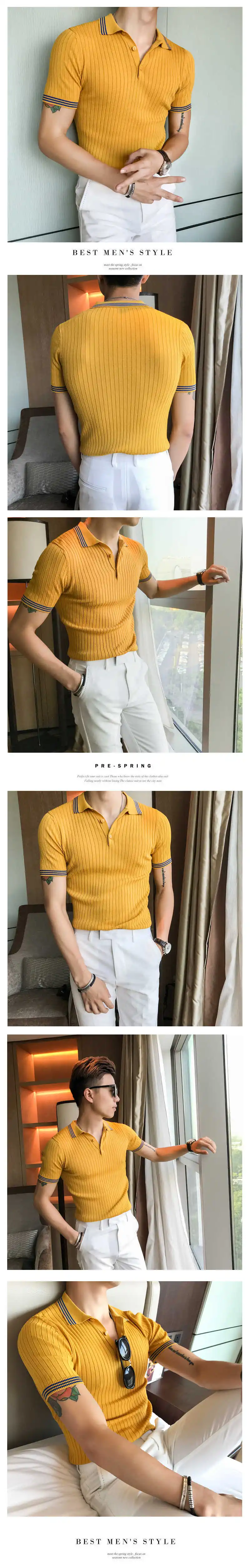 Мужская Трикотажная приталенная рубашка поло Homme, повседневный деловой Топ, классический Поло, мужская рубашка с коротким рукавом, бренд, модная мужская рубашка Поло
