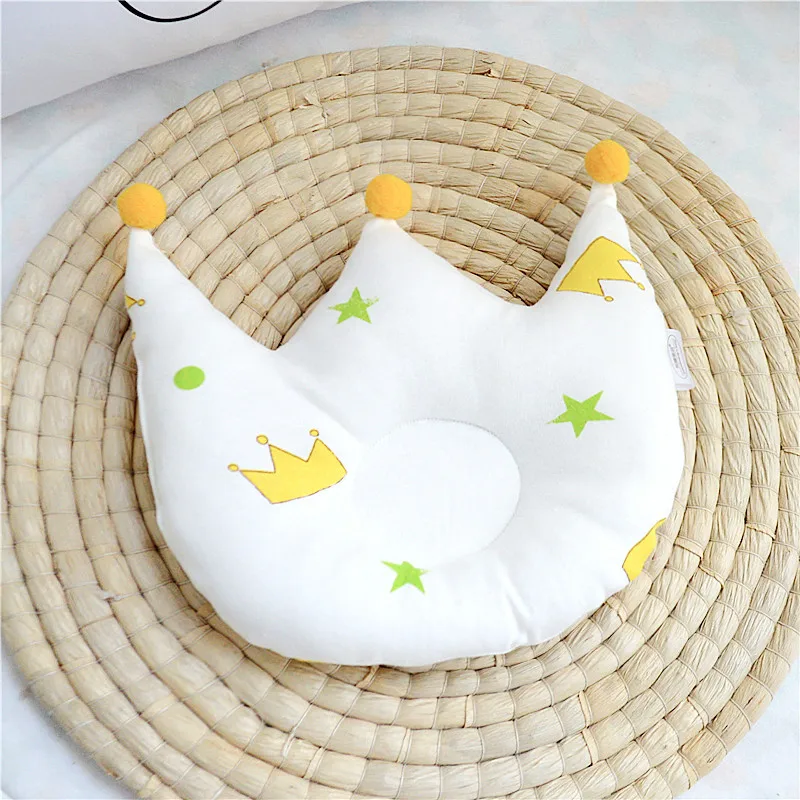 1 New Baby Combed Cotton Pillow Cute Knitted Crown Molded Shape Pillow Head Protection For A Baby Bed Children Bedroom Decoration