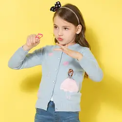 Осень Свитера для девочек милый мультфильм свитера Кардиган для девочек вязаная куртка детская одежда От 4 до 11 лет RT159