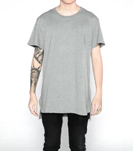 2017 fashion classic plain Front Short Back Long Solid plus long short sleeve TEE shirt longline t shirts grey white extended