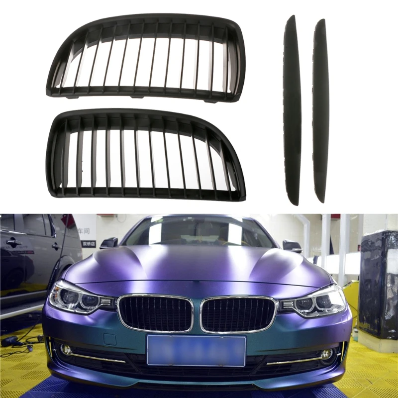 

New 1 Set Vehicle Car Dumb Black Front Kidney Grill Grilles For BMW E90 E91 Saloon 2005-2008 4D Auto Car Accessories