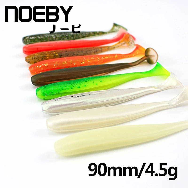 NOEBY 6 шт./лот Мягкая приманка на окуня Т образный хвост червь высокое качество
