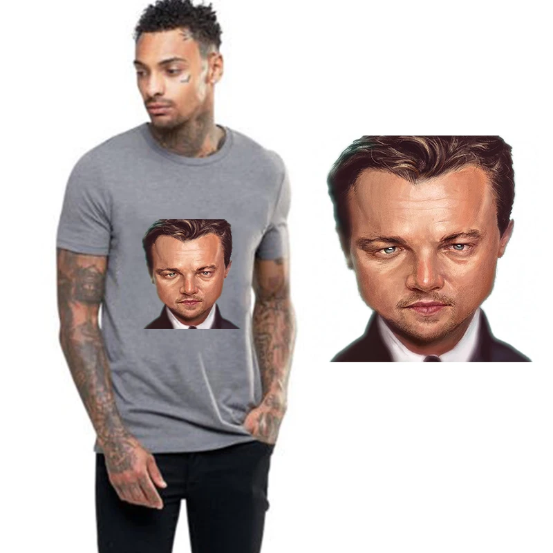 

Leonardo DiCaprio Patch Vinyl Heat Transfer Ironing On Stickers A-level DIY Patches Appliques for Clothes T-Shirt Washable 2018