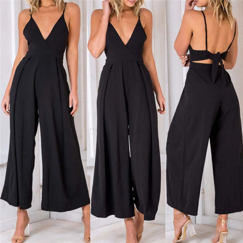 NEW Fashion summer jumpsuit woman 2018 Boho V Neck Backless Jumpsuit Clubwear Bodycon Playsuit Romper pantaloni siamesi J28#N (16)