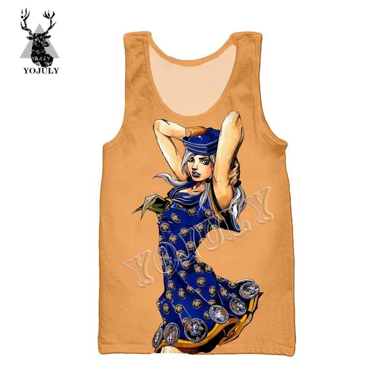 YOJULY Summer Unisex sleeveless shirts 3D Print Anime JoJo Bizarre Adventure Men Vest Women Casual Funny Tops Clothing Ve23