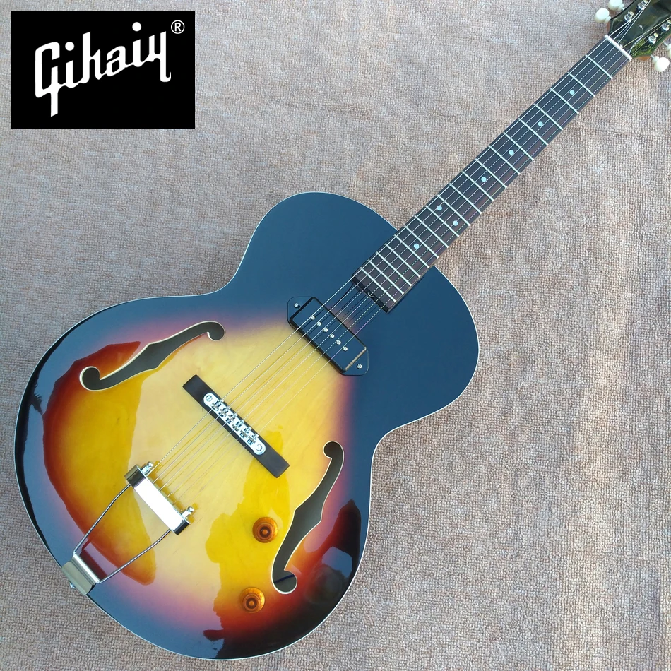 

New style high quality custom L-5 Jazz electric guitar, one piece of P90 pickup hollow body jazz electric guitar, free shipping