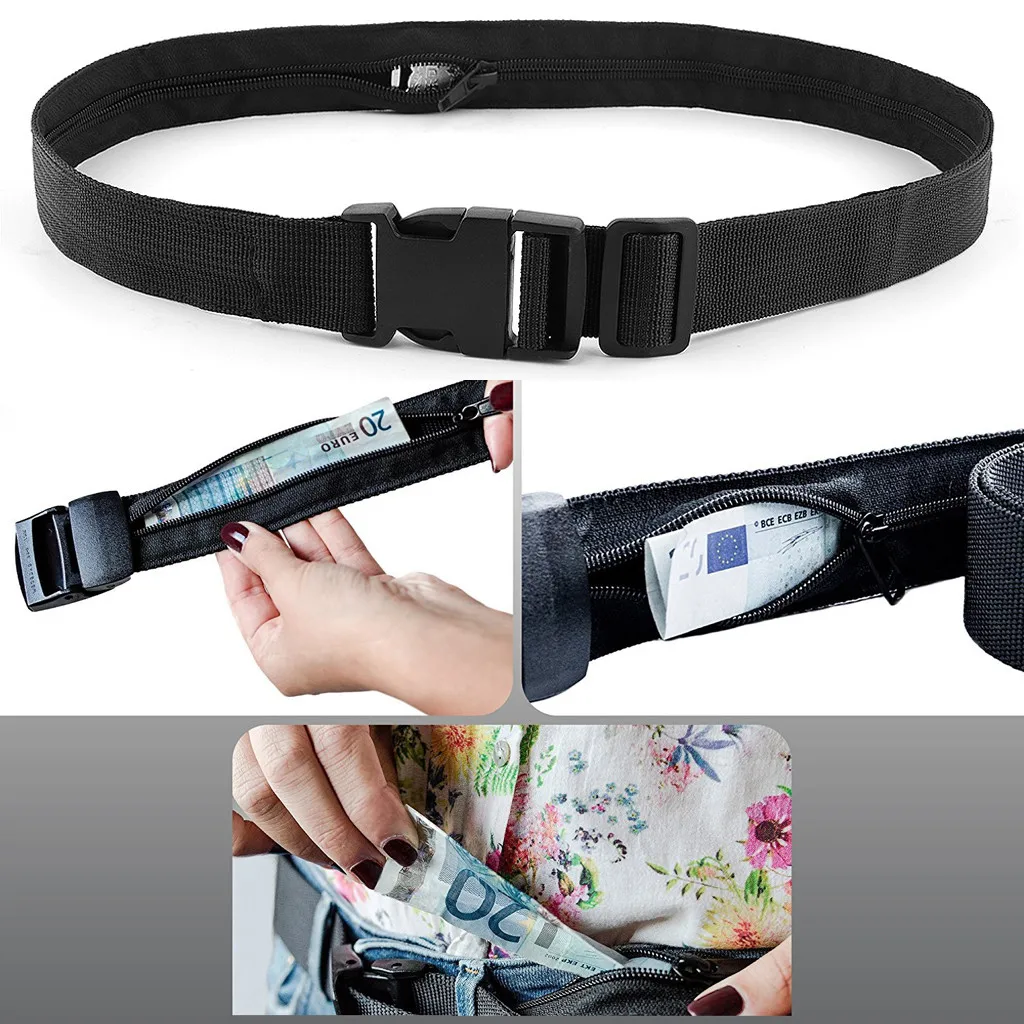 

Safety Outdoor Belt Travel Security Money Belt With Hidden Zippered Hidden Money Pocket Cashsafe Anti-Theft Wallet Belt
