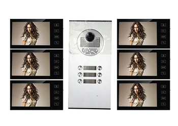 

New Arrival Touch Key 7'' Color Video Intercom Camera Door Bell with 6 Monitors Video Door Phone for multi Apartments