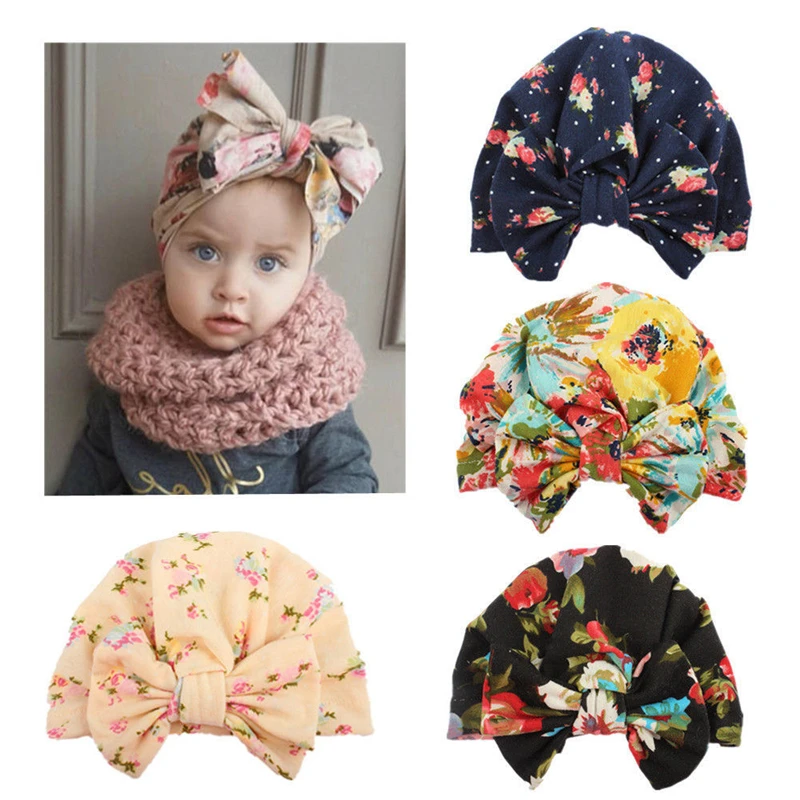 New Born Baby Girl Summer Cap In Beautiful Flowers Print main image 1