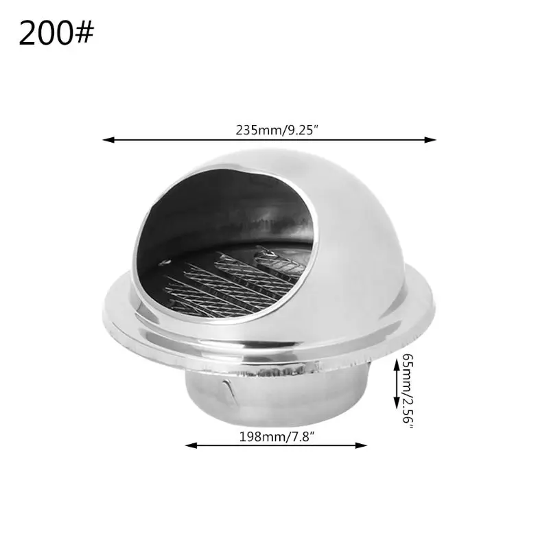 Настенное вентиляционное отверстие решетка воздуховод вытяжка выход жалюзи полусфера 70 мм, 80 мм, 100 мм, 120 мм, 150 мм, 160 мм, 180 мм, 200 мм - Цвет: 200mm