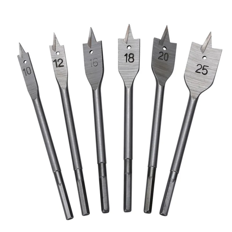 Hex Spade Drill Bits Woodworking 3/8"(10) to 1"(25mm) Wood Flat Drill Sets Metric 6pcsin Drill
