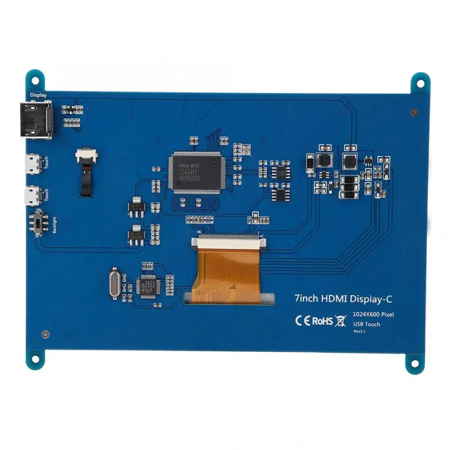7 дюймовый Полноэкранный сенсорный ЖК дисплей IPS для Raspberry Pi 1024*600 HD HDMI емкостный