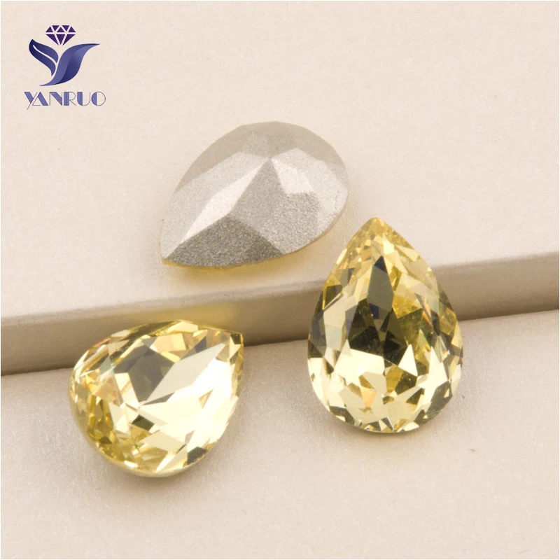 YANRUO #4320 All Sizes Jonquil Drop Pointed Back Crystal Sew On Rhinestone Strass Sewing Fancy Stones Setting For Dress | Дом и сад