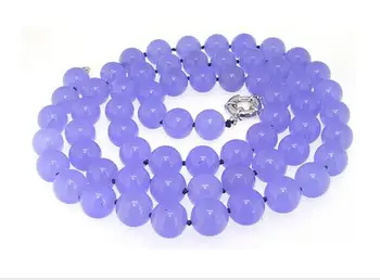 

12mm Lavender Jade Lariat Necklace Knotted Fashion Gemstone Beads 36" Round New