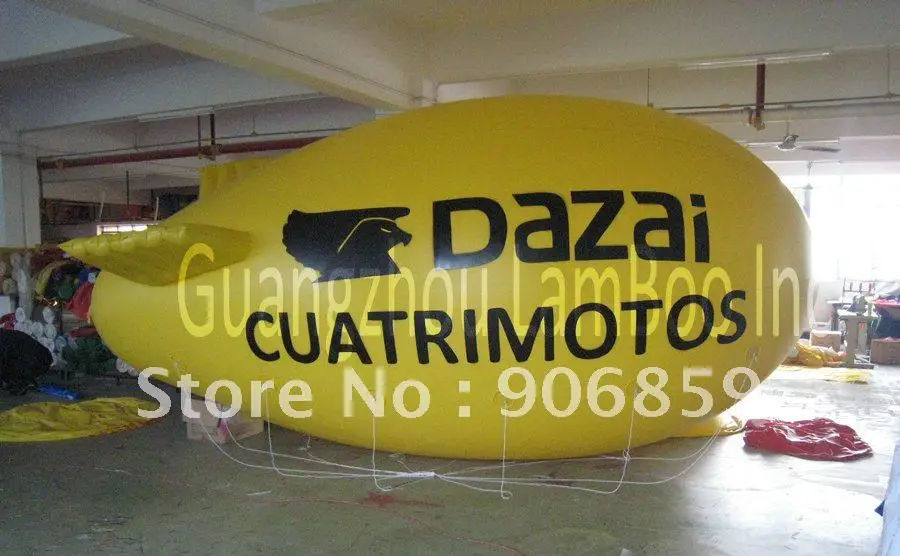 

FREE SHIPPING 13ft Long Yellow Inflatable Advertising Airship/Inflatable Blimp/Solid color with Big letters LOGO for Events