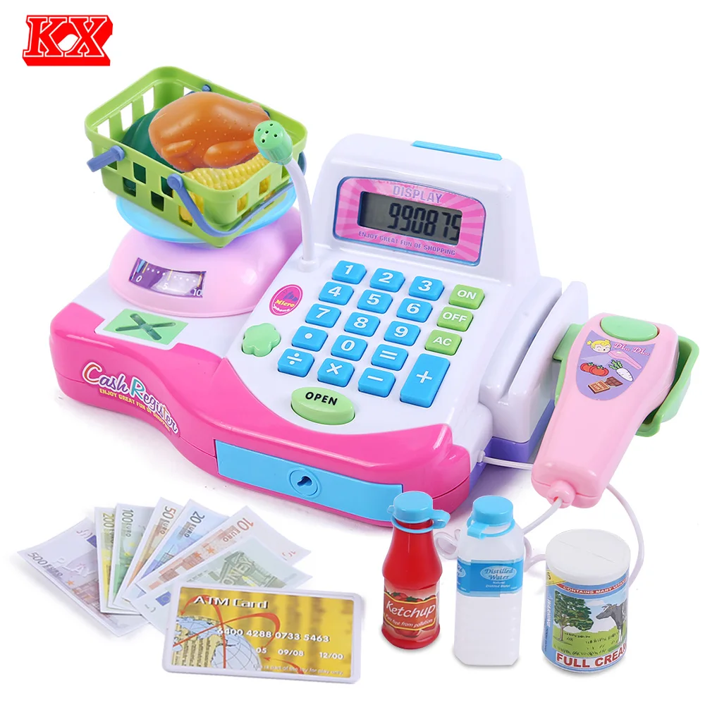 Children Shopping Cash Register Machine with Weighing Platform Scanner