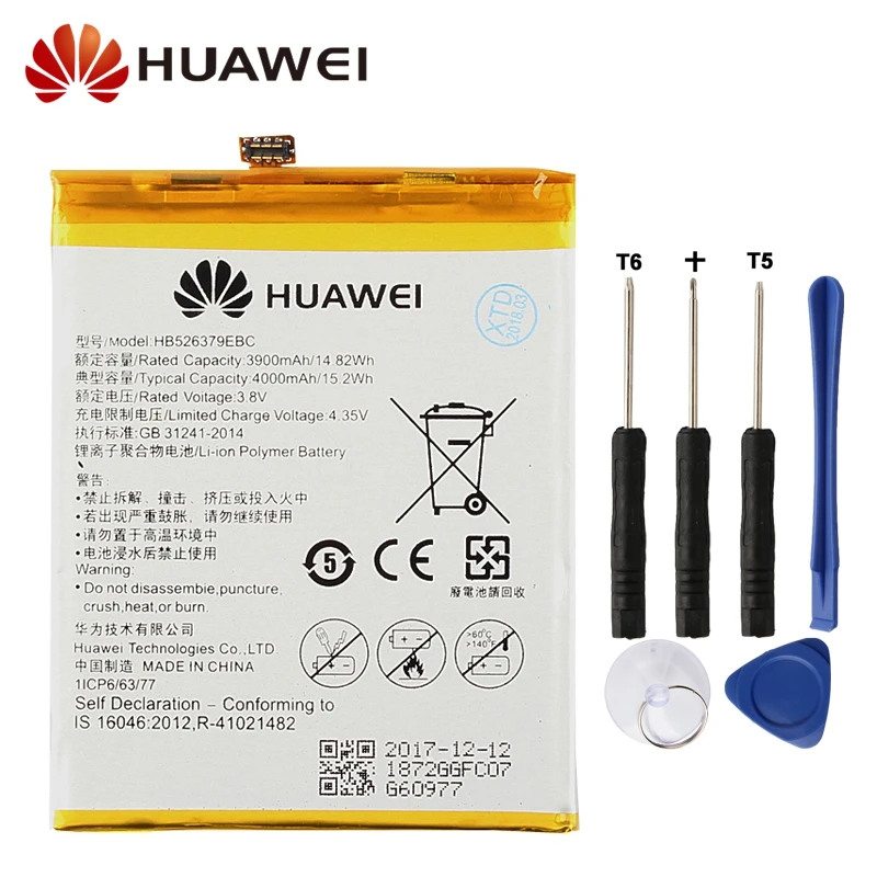 

Original Replacement Battery Huawei HB526379ECW For Huawei Honor Play 5X ENJOY 5 TIT-TL00 CL10 Authentic Phone Battery 4000mAh