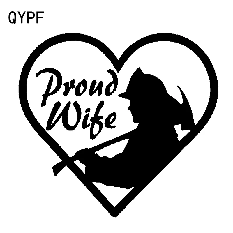 

QYPF 17cm*15.7cm Delicate Proud Wife Put Out Fire Personality Fireman Vinyl Bright Car Sticker Decal Pattern C18-0898