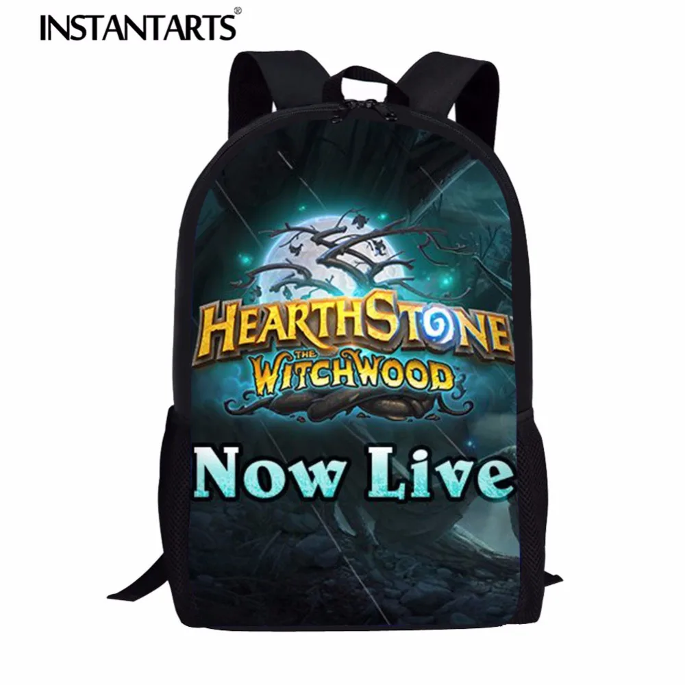 INSTANTARTS игры в Hearthstone рюкзак мужской Прохладный Повседневное путешествия ноутбук Softback молодежи мальчика школьный рюкзак 3D аниме печати