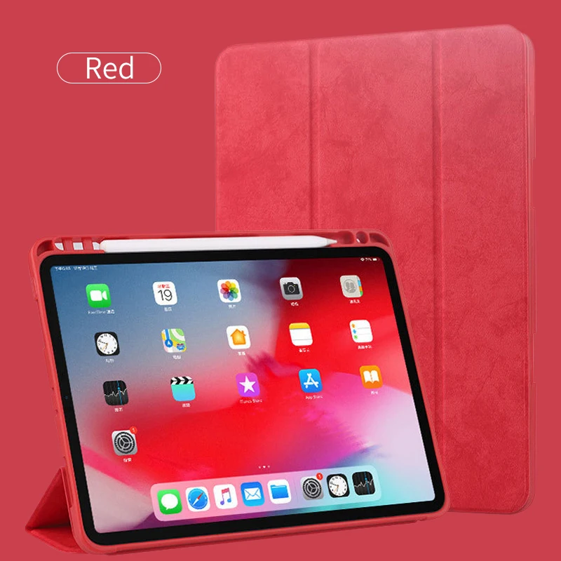 GOOJODOQ Funda для iPad Pro 11 чехол с держателем-карандашом Поддержка беспроводной зарядки для Apple Pencil 2 для iPad Pro 11 чехол - Цвет: Red