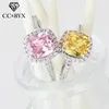 CC Rings For Women Bridal Wedding Cubic Zirconia Rectangle Pink/Yellow Stone Engagement Ring Bijoux Femme CC596 1