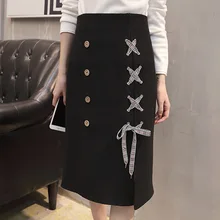 Корейская мода новые юбки женские элегантные тонкие длинные юбки Повседневные женские трикотажные зимние юбки SD316