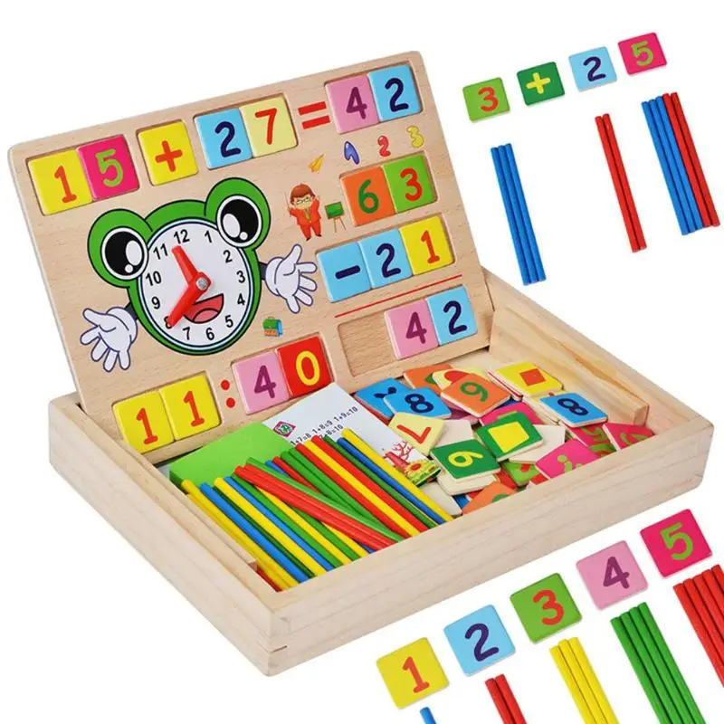 Деревянные для счета палочки часы Дети образования игровой Box Цифровой вычислений обучение коробка для детского сада, дошкольные малыш