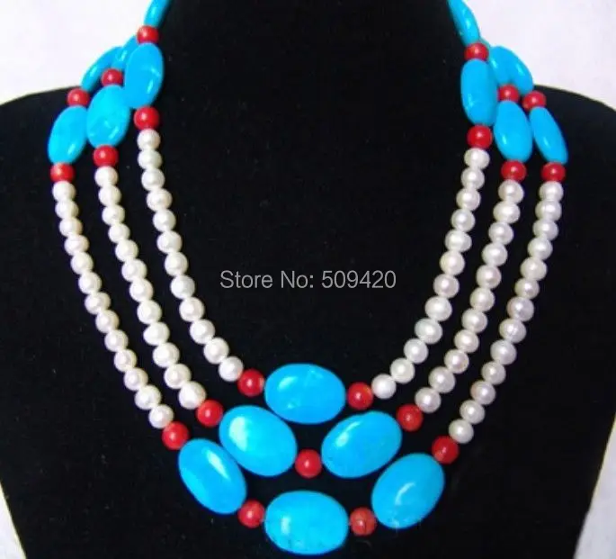 

Wholesale>>>beautiful white Pearl turquoise coral Necklace