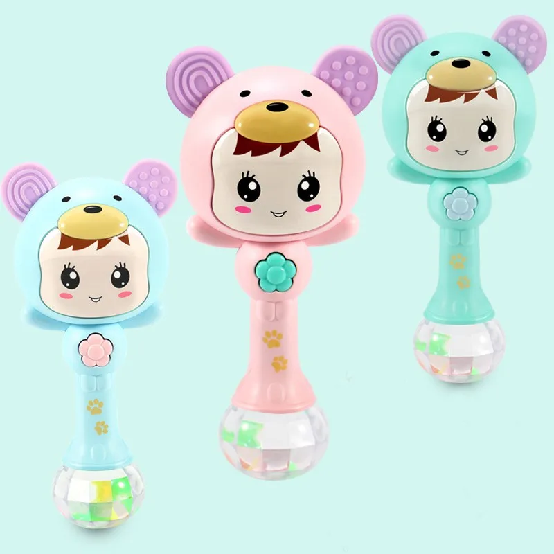 2019 1Pc Baby Shaker Sand Hammer Toy Dynamic Rhythm Stick Baby Rattles Kids Musical Party Favor Musical Instrument Toys Pink