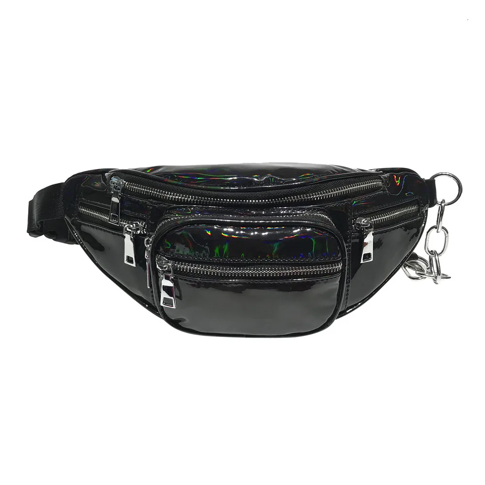 

Outdoor Laser Chain Waist Bag 2019 Fashion Unisex Leather Crossbody Bags Fashion High-capacity Shoulder Chest Bag fanny pack