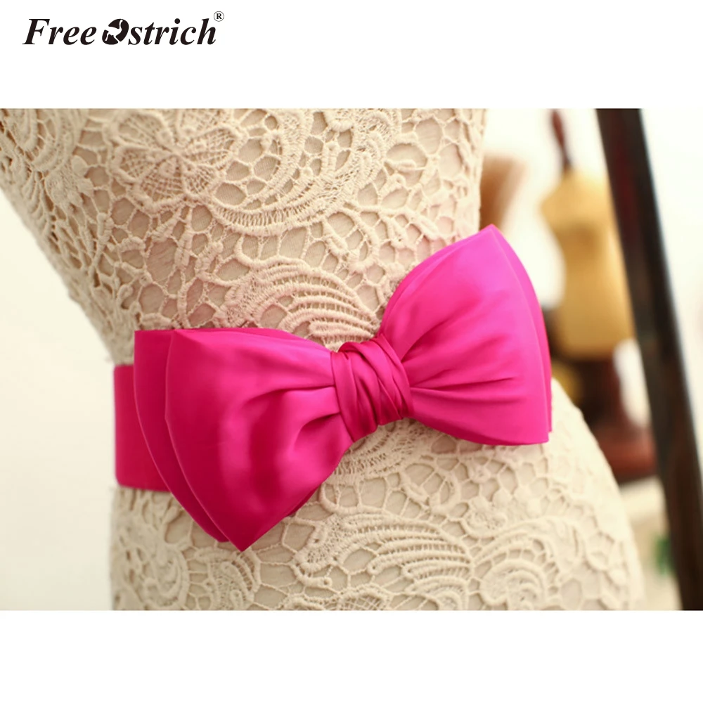 

Free Ostrich Bow Wide Women Lady 2019 Bowknot Stretch Elastic Stretch Buckle Waistband Waist Belt New Arrival N20
