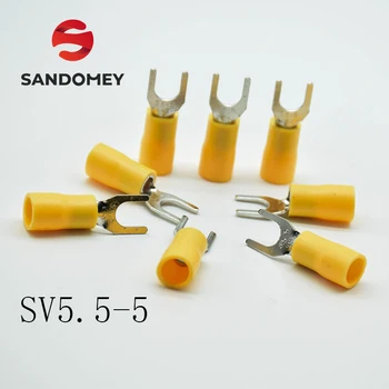 

100PCS/Pack SV5.5-5 Yellow Furcate terminals Cable Wire Connector 100PCS/Pack insulated terminal block 12-10AWG SV5-5 SV