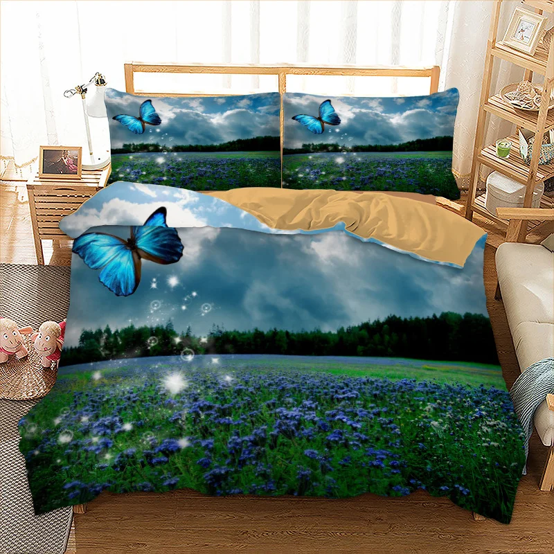 

Dropshipping 3d butterfly floral Bedding set polyester Duvet Cover Bed Set Single Twin queen king size home textile
