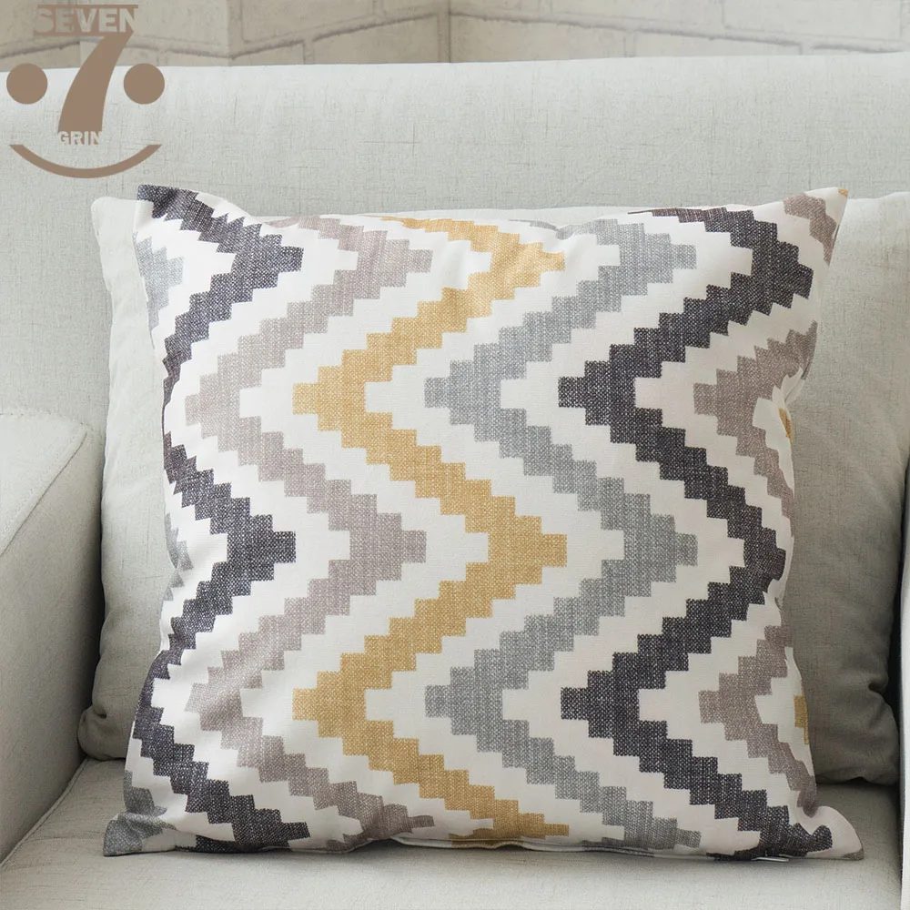 

Creative Brown Purple Waves Digital Printing Geometric Pattern 43x43cm Square Soft Microfiber Pillow Cover
